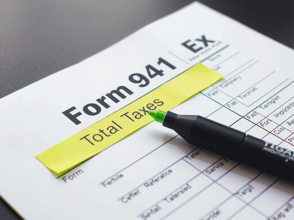 Tax form with highlighter